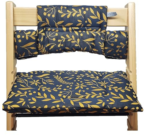 Shabany® Hochstuhl Sitzkissen 100% Bio Baumwolle | Classic Kissen Sitzbezug | Hochstuhlauflage | 2-teilig passend für Stokke Tripp Trapp Kinderhochstuhl |maschinenwaschbar | einfache Befestigung