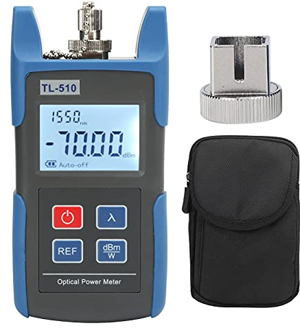Misuratore di Potenza in Fibra Ottica, Akozon Tl510 Mini Fibra Ottica Power Meter -70~+10 dBm Tester Ottico Ad Alta Precisione Portatile, Display LCD Rilevatore di Potenza Ottica Strumento di Misura