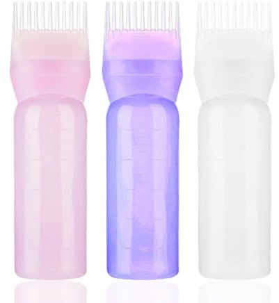 EIHI 3er-Pack Haarfärbepinsel-Flasche, Haarfarbenspender, Applikator-Bürstenwerkzeug, Wiederverwendbare Haarfärbepinsel-Flasche, 120 ml Fassungsvermögen, geeignet für Haarfarbe und Pflege