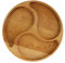 Plato de madera natural de 25 cm de diámetro con 3 compartimentos divididos, plato para servir entrantes, queso y aperitivos, placa de madera para queso para carne y queso, tabla de queso
