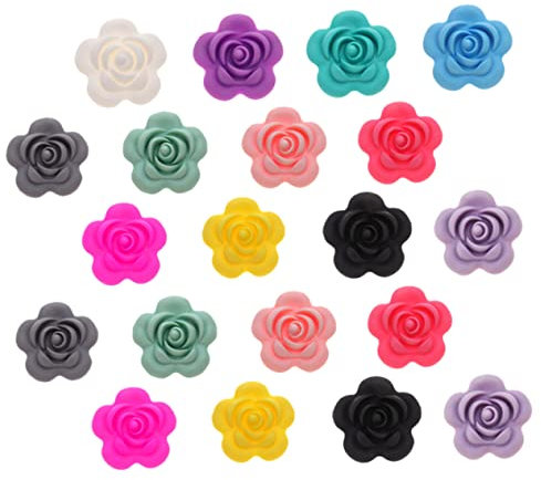 VILLCASE 20st Rosenperlen Aus Silikon Diy Perlen Schmuckperlen Handgefertigte Perle Diy Schmuck Lose Perlen Diy-perlen Bastelzubehör Baby Kieselgel Lebensmittelqualität Kunsthandwerk