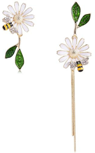 LEGENTLISUR Pendientes De Aleación De Flores De Abeja Pendientes Largos Asimétricos Regalos De Joyería De Moda Para Mujeres