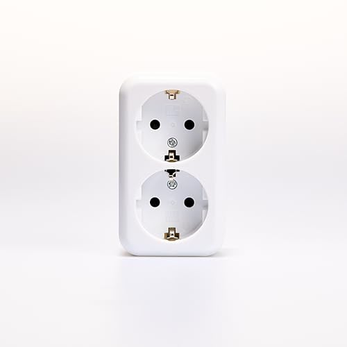 MC POWER 2-fach Aufputz Steckdose | Finery | doppel Schutzkontaktsteckdose AP 250V/16A Aufputzsteckdose mit Einsteckschutz Schutter für innen, weiß