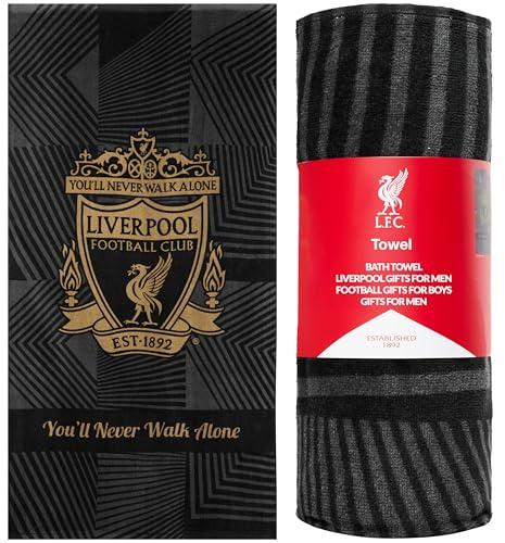 Liverpool F.C. Towel for Men Women Teens Boys 100% Cotton Football Crest Quick Dry Beach Bath Towel for Swim Gym Holiday Shower Bath Supporters' Gear 137x69cm (Black)