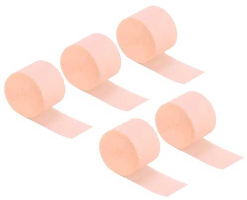 Unifizz Krepppapier-Luftschlangen, 25 m lang, 4,5 cm breit, Party-Regenbogen-Luftschlangen für Geburtstagsparty, Hochzeit, Weihnachten, Festivals, Dekoration, Basteln, Hellbraun, 5 Stück