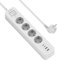 JSVER Regleta Enchufe,4 Puertos de USB(3 USB A+1 USB C) y 4 Tomas Regleta Proteccion Sobretension Enchufe Alargador Multiple Carga para iPad iPhone Tablets Cable 2m-Blanco