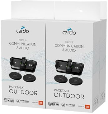 Cardo Système de Communication de Casque PACKTALK Outdoor, idéal pour Le Ski, Le Snowboard et Le Cyclisme (Noir, Lot de quattre)