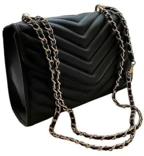 gaobaozhu Sac à bandoulière tendance pour femme en cuir synthétique matelassé avec chaîne convertible, sac à bandoulière, sac fourre-tout, téléphone portable, portefeuille, sac à main, noir, Noir , 1