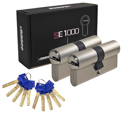 HEXIHER Cilindro di chiusura massiccio con chiavi uguali, set da 2. Cilindro 30/40. cilindro serratura Ottone con 10 chiavi - Lunghezza: 70 mm, A:30 B:40 - SE1000