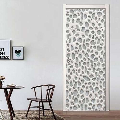 Türtapete Selbstklebend 90 x 210 cm Weiß Türaufkleber Geometrie Türposter PVC Wandaufkleber Wasserdichte Fototapete Türfolie Poster Tapete Türbild Für Türwand Dekoration B859