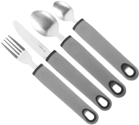 SECFOU 1ensemble Couverts Adaptés Pour Personnes Âgées Ustensiles De Table Antidérapants Pour Faciliter Alimentation Des Seniors Outils De Réhabilitation Pour Mains Tremblantes