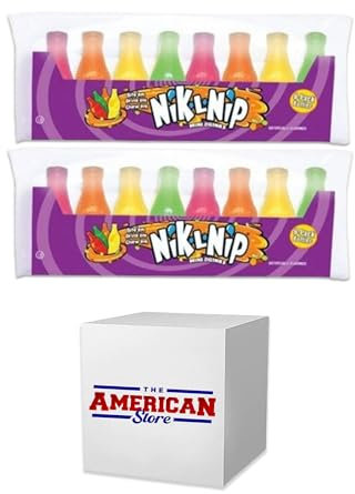 Nik-L-Nip Mini Drinks Candy Original Wax Bottles I 8's Pack of 2 I US Import I Includes The American Store Keyring