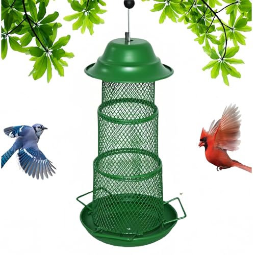 Ymoryiyi Vogelfutterspender Metall, Vogelhaus zum Aufhängen, Faltbarer Futterspender für Vögel mit Deckel, Großes Fassungsvermögen, Futterstationen für Wildvögel, Wetterfest für Garten & Balkon