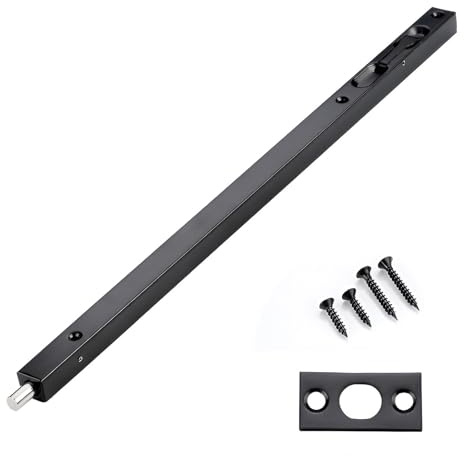 Bloqueo de tornillo deslizante oculto, bloqueo de puerta de seguridad oculto de pulgadas para puertas francesas, puertas compuestas, puertas de madera, puertas dobles, pernos,Black-45in/114.3cm