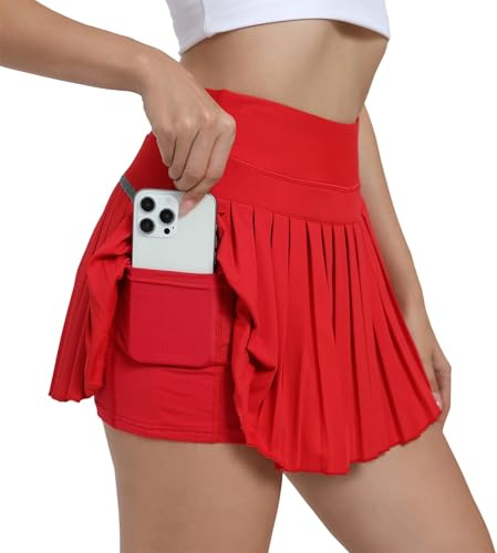 Jhsnjnr Gonna da tennis con pantaloni, corta, plissettata, per l'estate, per la corsa, a vita alta, mini skort