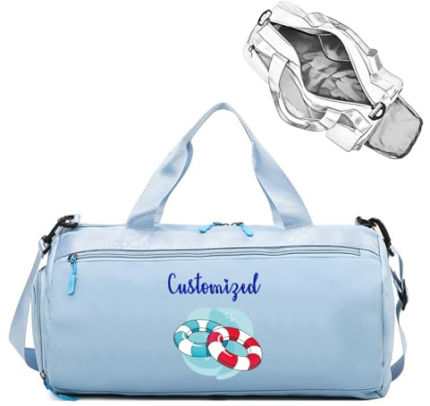 Personalisierte Reisetasche mit Namen und Logo, Sporttasche für Yoga und Tanz, wasserdichte Wochenendtasche für Damen und Herren, mit Schuh- und Nasswäschefach