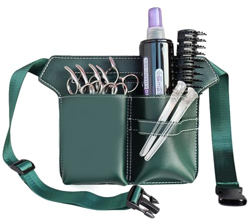 Friseurtasche für Profis, Barber Werkzeugtasche mit Gürtel,PU Leder Friseur Gürteltasche, Scherenholster,Friseur Bauchtasche,Scherentasche Friseur,Taillen-/Schultergürtel-Scherenhalter. (grün)