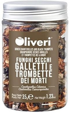Champignons séchés girolles et Trompette de la Mort en bocal