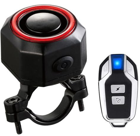 Bike Alarm with Remote 4-in-1 Motorcycle Alarm with Rear Light/Brake Light/Bicycles Bell Waterproof Rear Lamp for Ebikes Bicycles