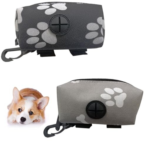 IKOPFLN 2 Pièces sac chien,sac a caca pour chien,Distributeur Sac à Crottes Chiens, Sacs à Caca pour Chien, Sac Crottes Chien avec Clip pour Laisse, Ramasse Crotte pour Chien(Noir)