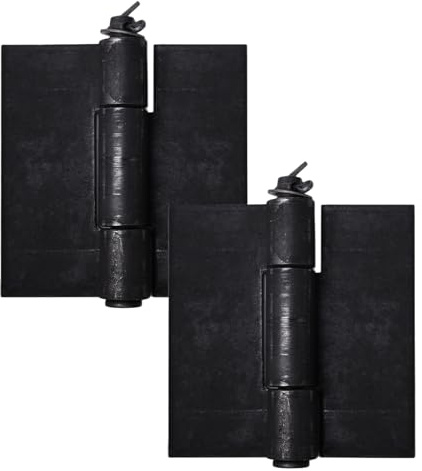 Storystore 2 Pcs Door Hinges 110 x 105 mm Metal Weldable Gate Hinges | Black Weld On Butt Hinges, Corrosion and Rust Resistant Trailer Hinge for Gate Garage Trailer Doors