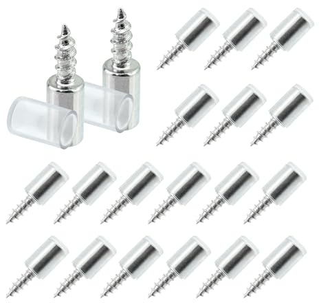 Mebamce 20 PCS Shelf Support Self-tapping Screws with Non-Slip Sleeve, Glass Shelve Pins Clapboard Holder Screw Cabinet Laminate Bracket Support Pegs for Kitchen, Bookcases, Wardrobes