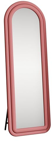 Brigros - Specchio Da Parete O Da Terra 165x55x4,5 Cm In Vetro Float Con Cornice In Velluto Imbottita In Spugna, Specchio Da Terra Grande Moderno Per Camera Da Letto O Ingresso (Rosa, Archer)