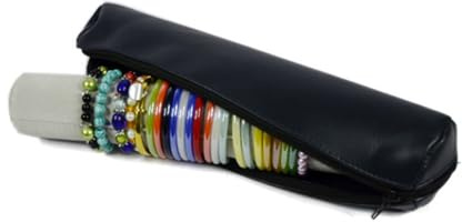 MUCKLILY Organizador De Joyas De Pu Para Pulseras Con Funda Azul Oscura y Rollo De Esponja Gris Bolsa Protectora Multifunción Para Exhibir y Guardar Brazaletes y Relojes Para Viajes y Uso d