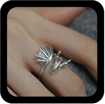 Xmsrn Vintage Dragón Nudillo Anillo Plata Anillo Dedo Dragón Punk Pterosaurio Anillo Gótico Dragón Mano Anillo Animales Voladores Joyería Para Las Mujeres