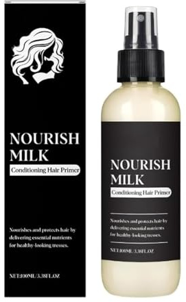 Imprimación para el cabello de acondicionamiento de leche nutritiva, spray de baja para ablandar, mejorar seco o rizado con proteínas de leche, para todos los tipos de ha𝐢r (1PC)