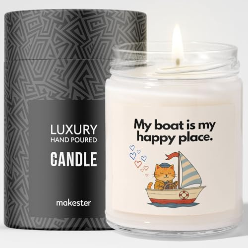Boat Owner Gift - Luxury Soy Wax Candle - Vanilla, Jasmine, Sugared Almond - Makester