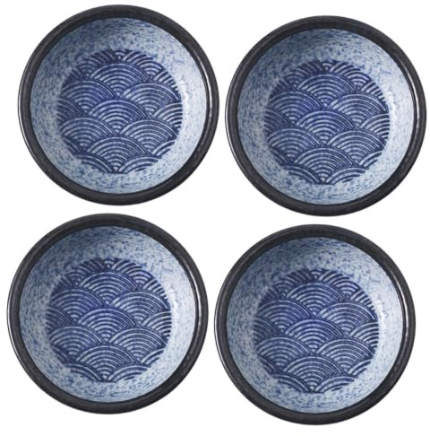 CONGARTENO Bols à Trempette en Céramique pour Sauce Soja 4 Pièces | Vaisselle Sushi, Plats D’assaisonnement pour Vinaigre et Bonbons, Usage Familial, Nettoyage Facile