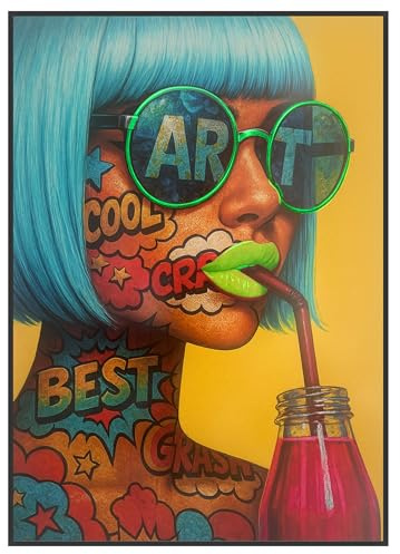 LumiArt LED Wandbild Pop Art – Beleuchtetes Bild auf PVC mit versteckten RGB-LEDs – Moderne Wanddeko & Kunstwerk für Wohnzimmer, Büro & Geschenkidee (M - 50x70cm, Schwarz)