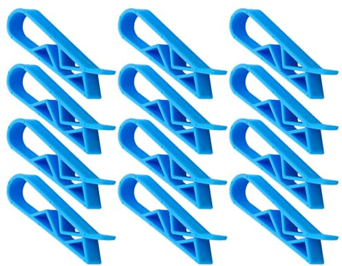 TEHAUX 24pcs Wheelie Bin Clips, Garbage Bin Clamp Anti-Slip Trash Bag Clamps Clips for Kitchen Food Waste Dustbins & Office Outdoor Can Practical Rubbish Can Edge Fasteners, Blue