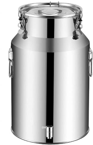 Bidon Alimentaire 10l Avec Robinet, Bidon a Lait Inox for À Vin Baril Seau À Eau Huile Réservoir À Thé Avec Couvercle Scellé,Capacity-7L