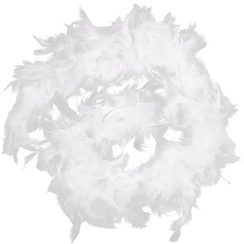 Weiß Federboa,200cm Lang Federboa Weiß,Weihnachten Federkranz Weiß,20er Jahre KarnevalskostüM ZubehöR Federschal,Federn Weiß,WeißE Federn,Feather Boa,WeißE Federn Zum Basteln(Weiß)