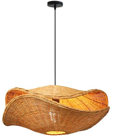 SHUANGZ Lámpara Colgante Rústica De 50 Cm, Iluminación Colgante Costera Con Tejido De Ratán, Pantallas De Lámpara Ajustables Hechas A Mano Con Forma De Cesta Bohemia, Iluminación Rústica