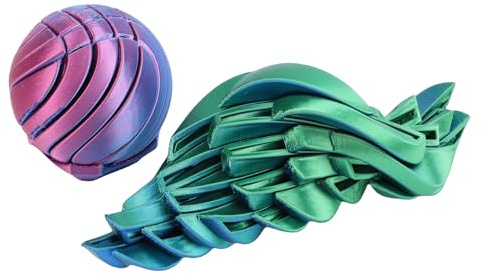 Nosqew 2 stycken leksaker med 3D-tryck, fidget-leksaker, Gear Ball för vuxna och ångest, avkoppling, stressminskning, sensorisk växlingskula för kontor, hem, resor, lila, grön