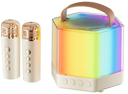 Macchina karaoke per adulti, karaoke con 2 microfoni, altoparlante di | illuminazione RGB con 2 microfoni wireless – Set di altoparlanti karaoke con 2 wireless e RGB per