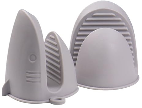 Kitchen Oven Mitts - Shark Shape Silicone Mitts 2pcs | Microwave Mitt for Oven, Steamer, Anti-Slip Bowl Gripper, Grill Accessories, Cooking, Baking, Kitchen Safety, Heat Resistant