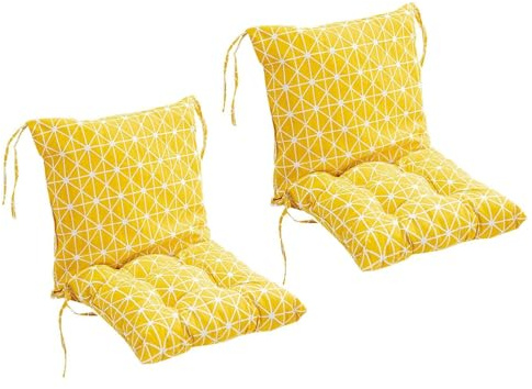 Genérico Juego De 2 Cojines para Silla (Asiento Y Respaldo),Cojín De Respaldo Bajo con Cintas De Sujeción,Cojines para Sillas De Jardín Uso Interior Y Exterior,Patio Extraíbles,A14