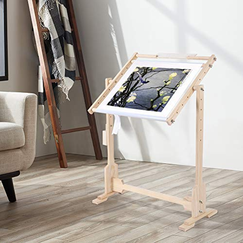 Greensen Cross Stitch Frame Stand, Adjustable Wooden Embroidery Stand, 5 Height Levels, 9CT, for Crafting