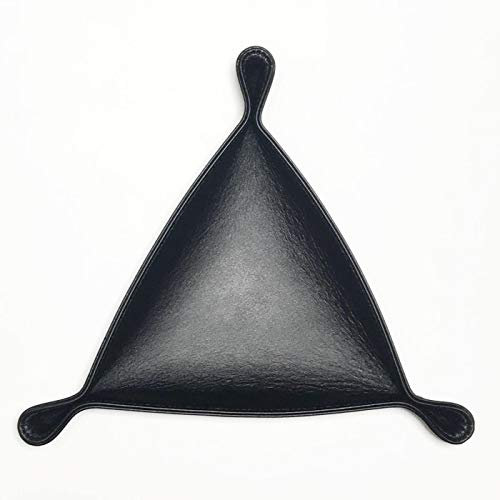 Doro von Hagen® echt Leder Designer Taschenleerer 24 cm Dreieck ● versch. Größen ● Leder Ablageschale doppelwandig gearbeitet, Schwarzes Nappa Leder. Handgefertigt in unserem Atelier