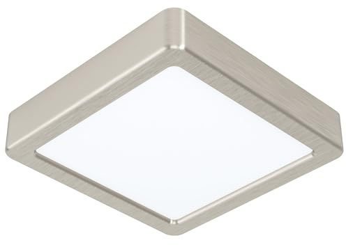 EGLO LED-taklampa Fueva 5, L x B 16 cm, 1 lampa bygglampa modern av stål och en plastyta, taklampa i nickelmatt, vit, LED-bygglampa neutralvit