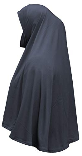 XL one piece al Amira instant Hijab med hakskydd perfekt för hem/kontor/moské/madrassa/Umrah/Hajj/Ramadan/Eid/gåva, Mörkgrått, one size