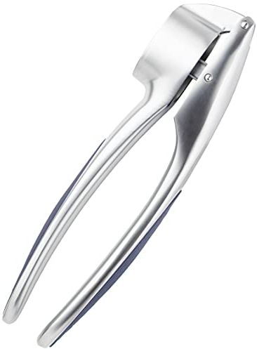 Easy to Use Garlic Press - Removes The Need to Peel, Great Kitchen Gadget for Crushing Garlic Cloves. Dishwasher Safe, Garlic Crusher Also Works with Ginger. Must Have Tool in Any Kitchen, Denim Blue