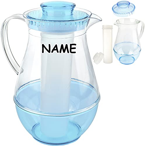 alles-meine.de GmbH 2,4 Liter - große Kühl - Kanne/Krug/Getränkespender - mit EIS Kühlelement - inkl. Name - blau - Karaffe Kühlkaraffe - Kühlkrug - Wasserkrug/Getränkekrug..