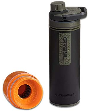 Grayl UltraPress Outdoor- & Reisewasserfilter | für 150L Wasser | Filterkartusche wechselwar | Camo Black mit 1 Ersatzfilter