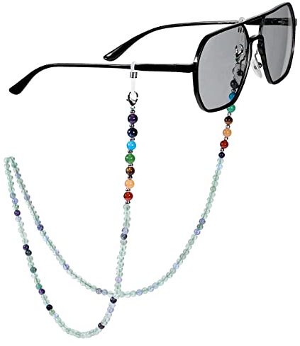 KYEYGWO Natural Crystal Beaded Glasses Chain for Women Men | Anti Slip Glasses Retainer Strap, Crystal Eyeglass Holder Necklace, Spectacle Chains, Eye Glasses Holders Around Neck