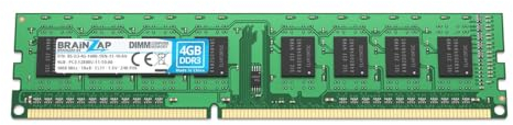 BRAINZAP Memoria RAM DDR3 de 4 GB, DIMM, PC3-12800U-11-10-A0, 1Rx8, 1600 MHz, 1,5 V, CL11